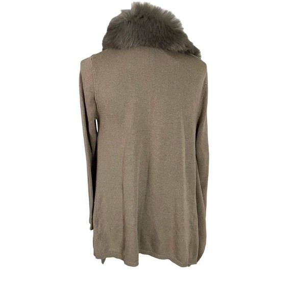 Soft Surroundings Beige‎ Faux Fur Cardigan Sweater Wool Blend Knit Sz Medium NWT - Picture 2 of 6